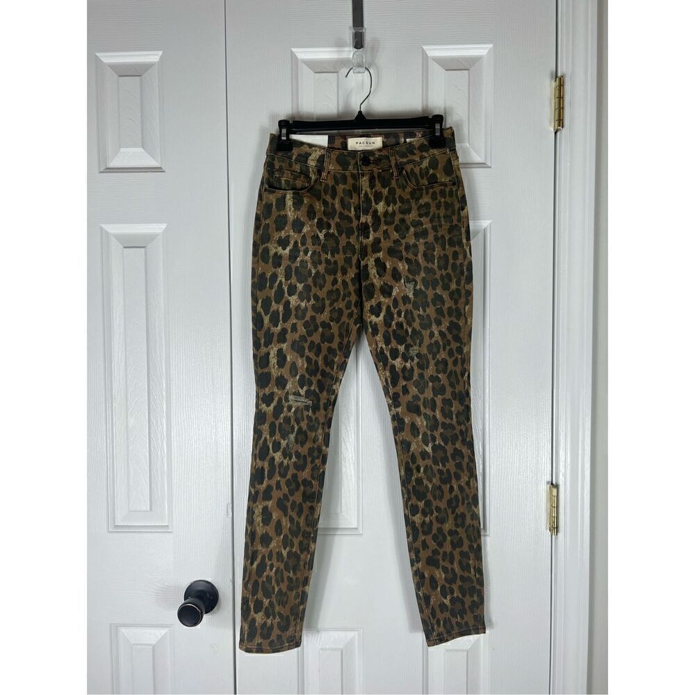 NWT Pacsun Womens Leopard Midi Rise Skinniest Jeans Size 25